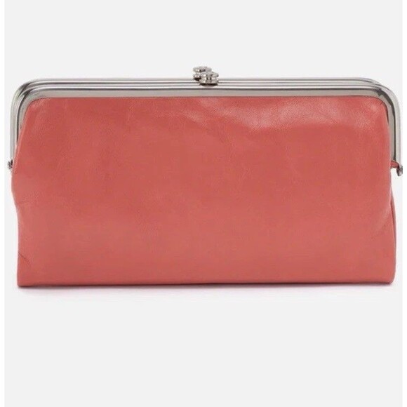 HOBO Handbags - Hobo International Lauren Double Frame Leather Clutch Wallet, Coral
